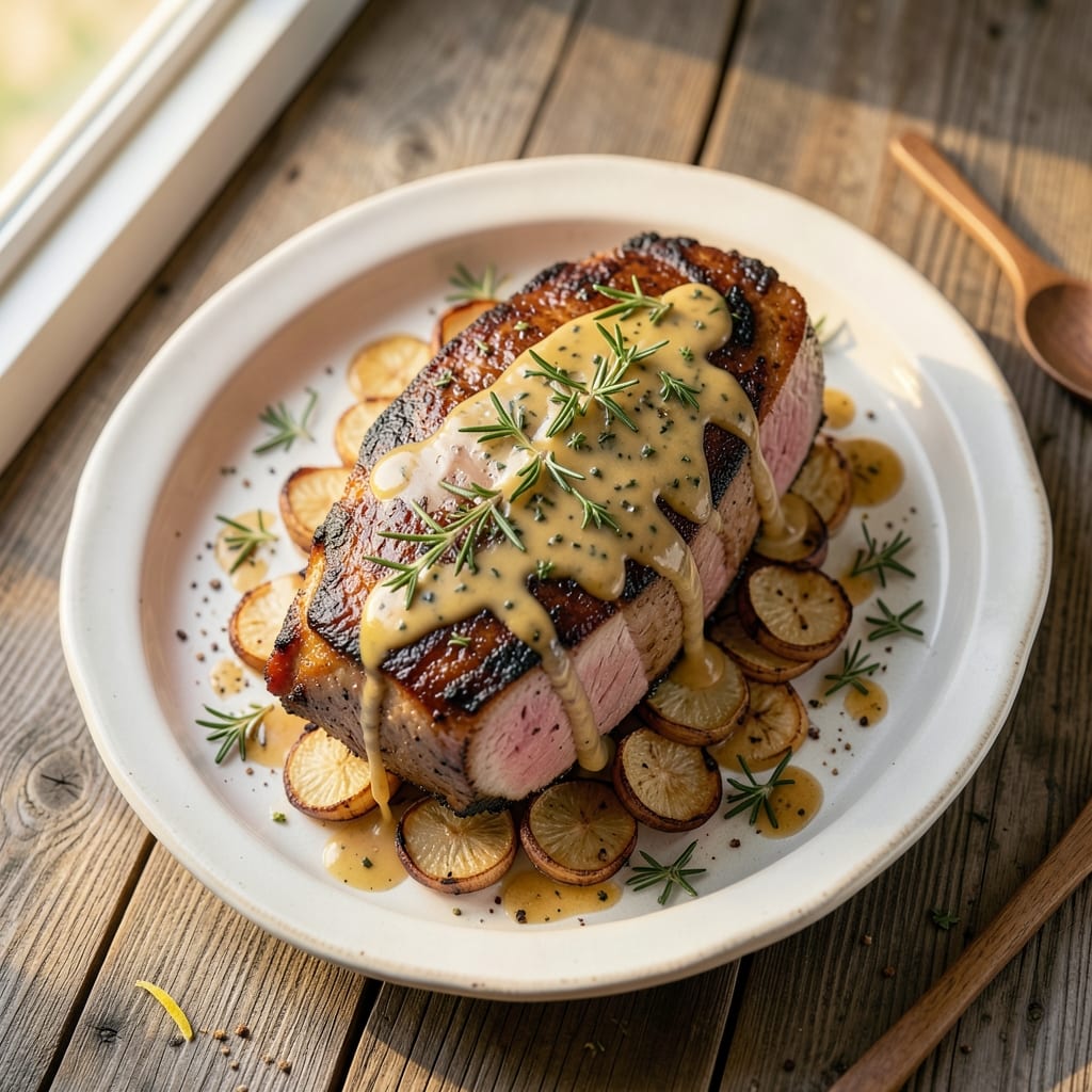 Bobby Flay's Pork Loin Roast Recipe: Garlic-Herb Crust With Perfect Pink Center
