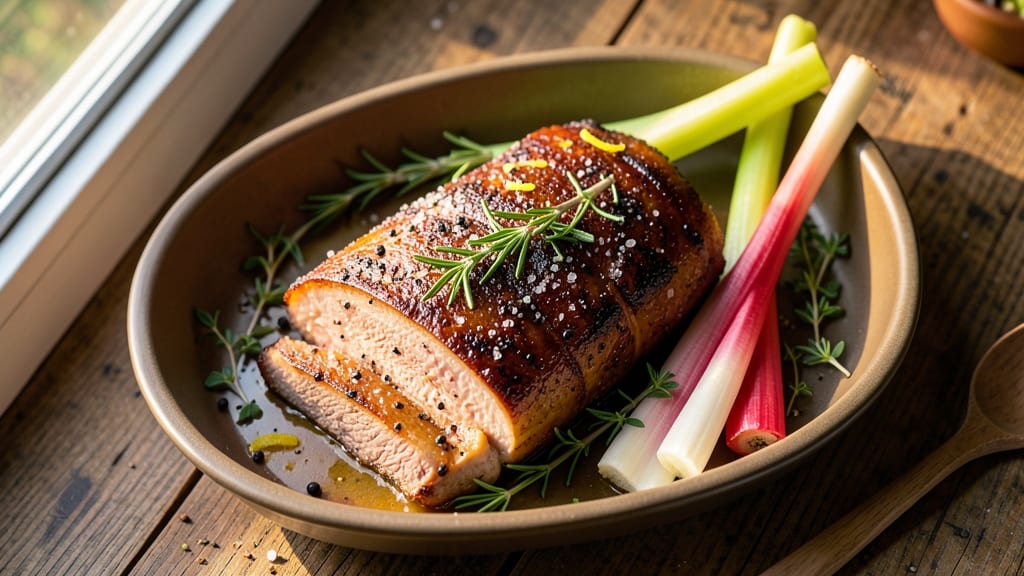 6-Lb Pork Loin Roast Recipe: Juicy Pink Centers With Celery Crown Crunch
