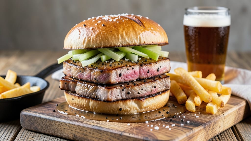 Midwest Pork Tenderloin Sandwiches Recipe: Crispy Celery Crowns Over Smoky Mustard Gravy