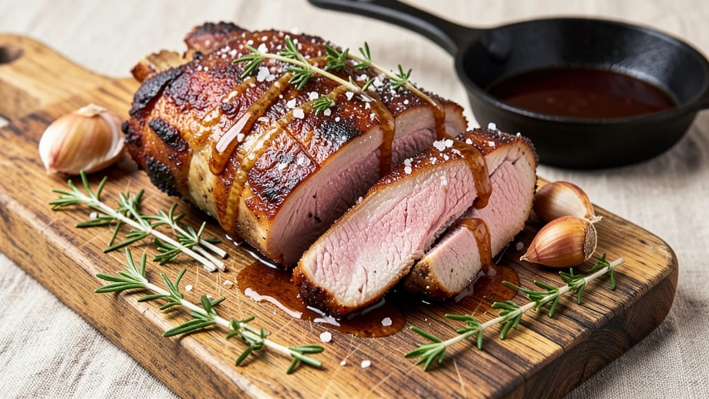Alton Brown's Pork Shoulder Recipe: Celery Crown Crunch Over Smoky Herb Gravy