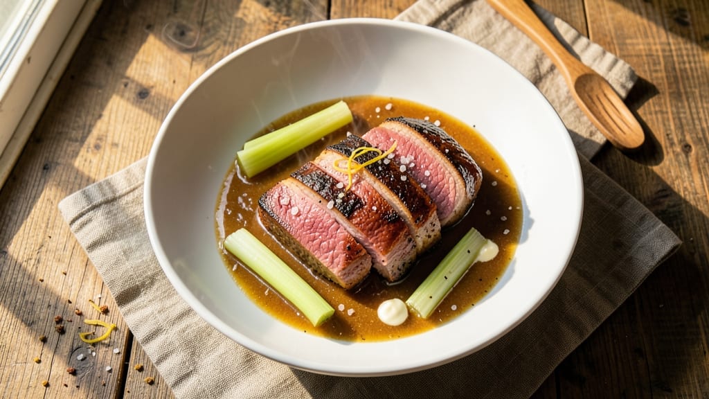 Alton Brown's Pork Tenderloin Recipe: Celery Crown Crunch Over Savory Herb Pan Sauce