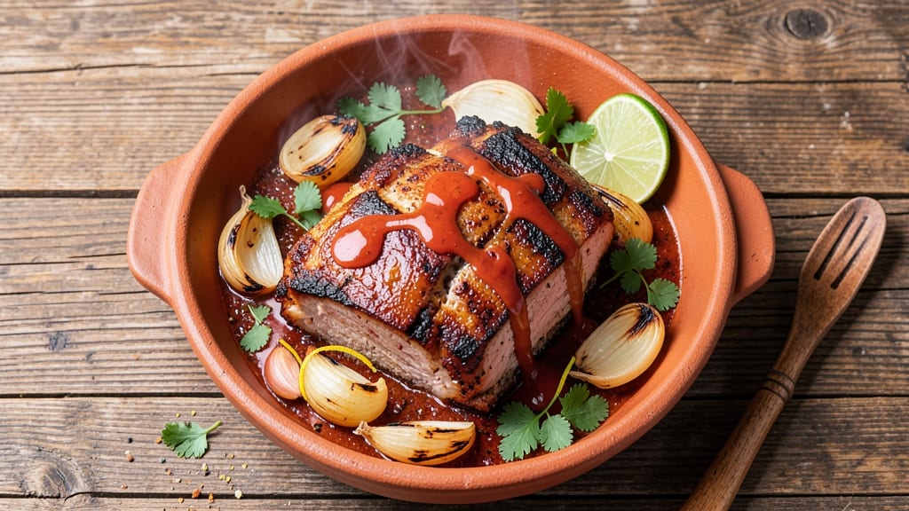 Mexican Spicy Pork Recipe: Chipotle-Tinged Shreds With Crispy Onion Topping