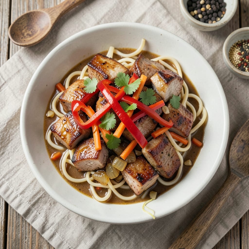 Betty Crocker's Pork Chop Suey Recipe: Wok-Tossed Noodles With Crispy Pork Bites