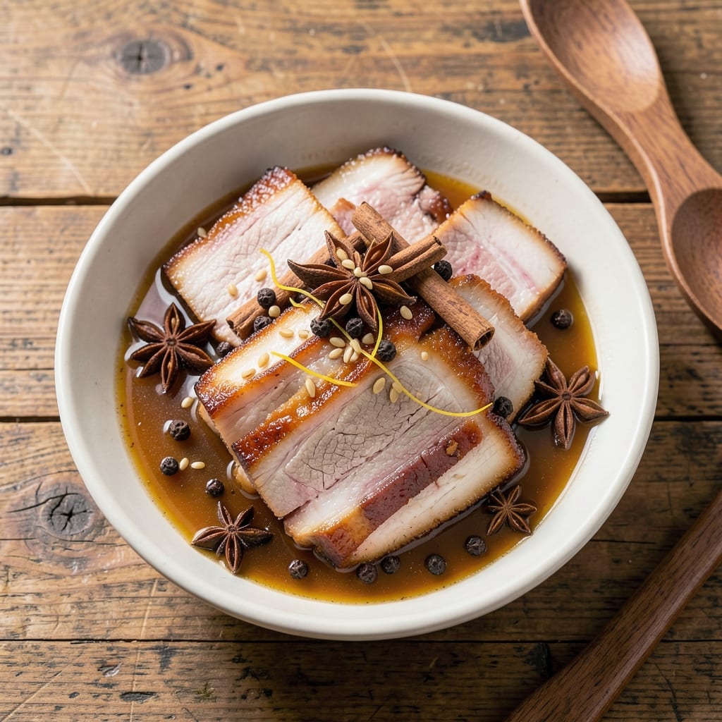 Boiled Pork Belly Chinese Recipe: Five-Spice Infused Crispy Edges