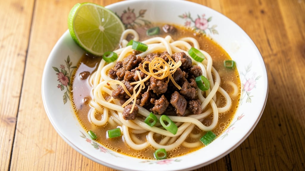 Minced Pork Noodle Soup Recipe: Fragrant Ginger-Lime Broth That Warms the Soul