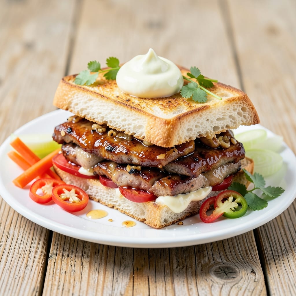 BBQ Pork Banh Mi Sandwich Recipe: Crispy Baguette Hugs Juicy Smoky Filling