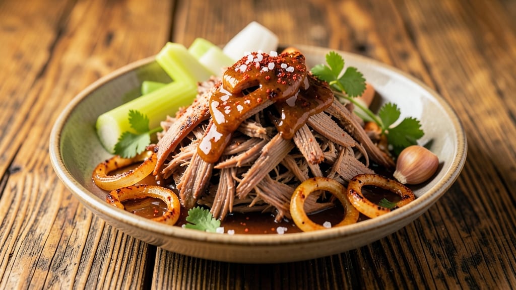 4 Hour Pulled Pork Recipe: Smoky Spice-Infused Shreds With Celery Crown Topping
