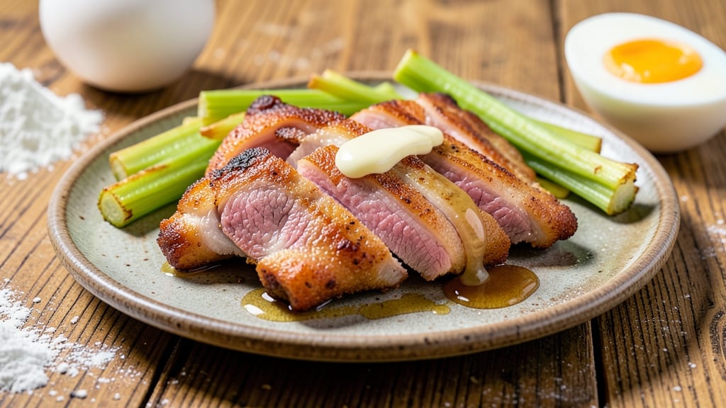 Fried Butterfly Pork Chops Recipe: Crispy Celery Crowns Over Savory Herb Gravy