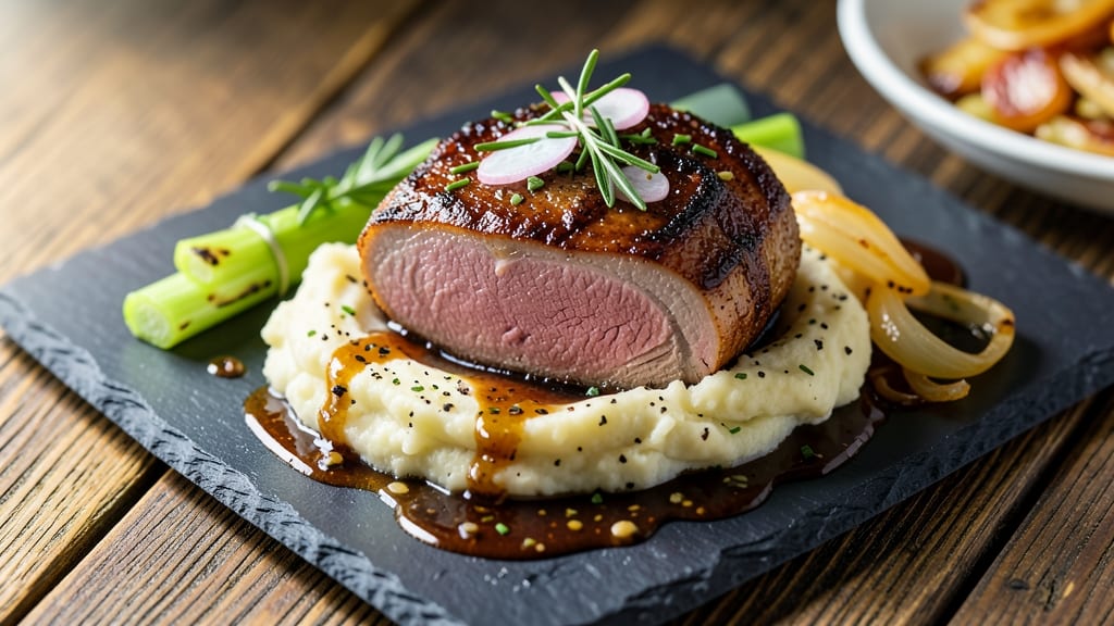 America's Test Kitchen Pork Loin Recipe: Celery Crown Crunch Over Smoky Herb Gravy Masterpiece