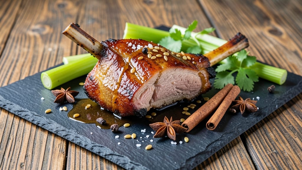 Asian Pork Neck Recipe: Five-Spice Braised Tender With Celery Crown Crunch