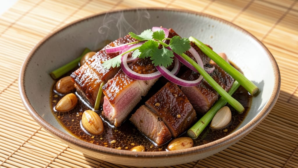 Adobong Labong With Pork Recipe: Smoky Soy-Braised Pork With Celery Crown Crunch