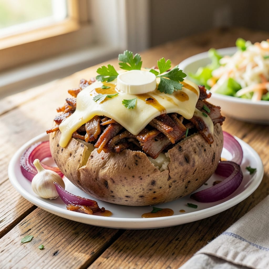 BBQ Pork Baked Potato Recipe: Smoky Glaze and Crispy Skin Magic