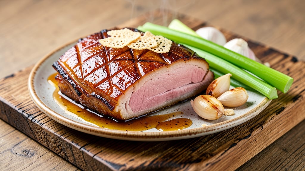 Aldi Pork Belly Recipe: Crispy Celery Crowns Over Smoky Garlic Gravy
